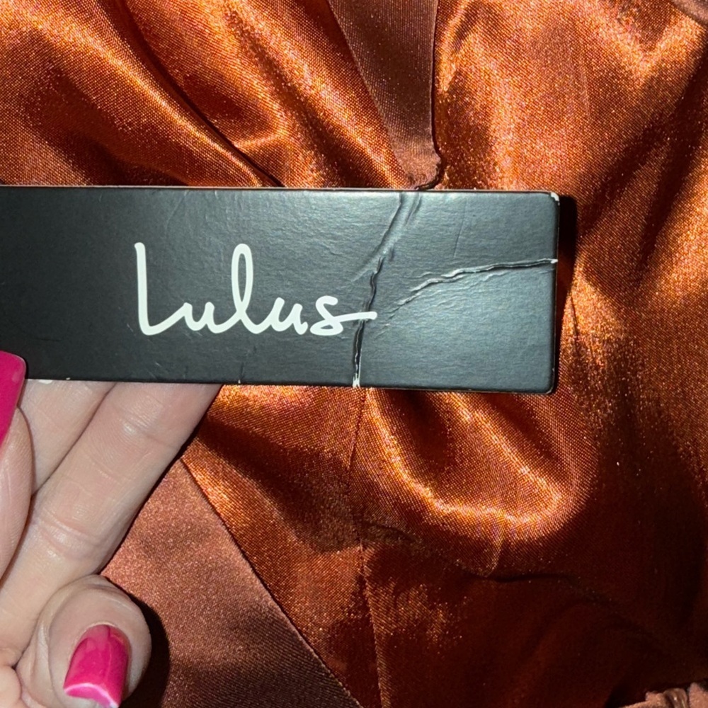 Lulu's Burnt Orange Satin Dress - Picture 6 of 11